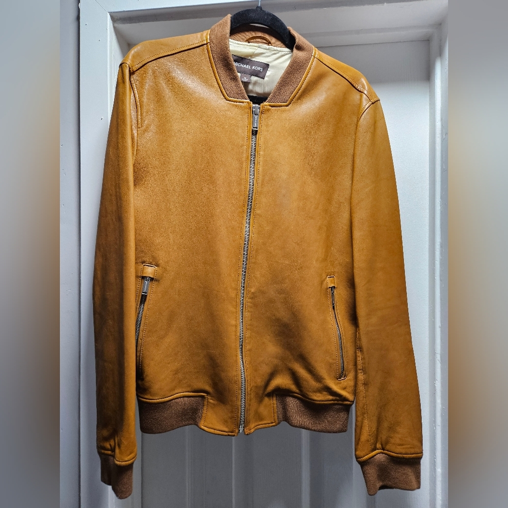Michael Kors Tan Leather Bomber